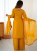 Yellow Georgette Palazzo Suit With Thread Work