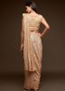Cream Thread Embroidered Georgette Saree & Blouse