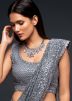 Thread & Sequins Embroidered Georgette Saree In Grey