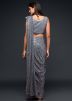 Thread & Sequins Embroidered Georgette Saree In Grey