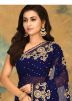 Blue Heavy Border Georgette Saree With Blouse