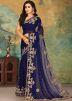 Blue Heavy Border Georgette Saree With Blouse