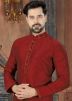 Maroon Printed Readymade Kurta With Churidar