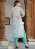 Green Readymade Printed Chiffon Suit Set