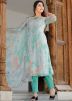 Green Readymade Printed Chiffon Suit Set