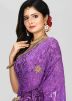 Purple Hand Work Georgette Brasso Saree
