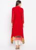 Red Asymmetrical Readymade Georgette Kurti