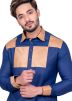 Blue Cotton Readymade Patch Work Pathani Suit