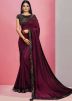 Magenta Sequined Border Cocktail Saree