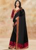 Black Embroidered Border Satin Saree