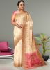 Off White Embroidered Border Saree & Blouse