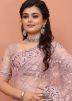 Pink Embroidered Net Festive Saree