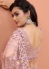 Pink Embroidered Net Festive Saree