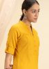Yellow Plain Readymade Kurta Set In Rayon