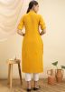 Yellow Plain Readymade Kurta Set In Rayon