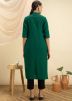 Green Plain Readymade Kurta Set In Rayon
