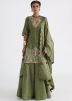 Green Chanderi Palazzo Suit Set