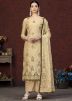 Beige Bead Work Palazzo Suit Set