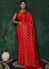 Red Woven Border Silk Saree