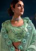 Green Embroidered Border Lyrca Saree