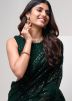 Green Sequinned Georgette Saree & Blouse