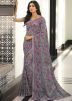 Purple Georgette Printed Saree 