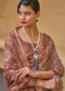 Brown Floral Printed Saree & Blouse