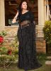 Black Resham Embroidered Net Saree
