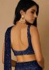 Navy Blue Sequins Embellished Net Saree