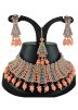 Peach Necklace Set In Stone & Beads Work