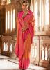 Orange Woven Work Saree In Viscose