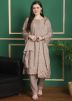 Light Brown Thread Embroidered Pant Suit 