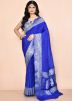 Blue Woven Work Saree In Georgette