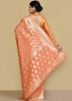 Orange Georgette Saree In Zari Work