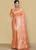 Orange Georgette Saree In Zari Work