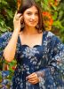 Blue Printed Anarkali Suit Set