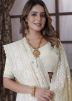 Off White Georgette Saree In Thread Embroidery