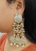 White Kundan Work Dangler Earrings