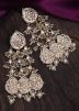 White Kundan Work Dangler Earrings