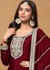 Maroon Embroidered Anarkali Suit Set