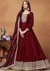 Maroon Embroidered Anarkali Suit Set
