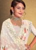 Off White Embroidered Saree In Georgette