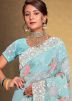 Blue Embroidered Georgette Saree 