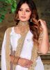 White Embroidered Saree In Georgette