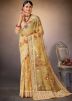 Beige Resham Embroidered Border Saree