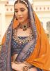 Orange Silk Saree In Woven Work