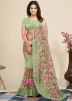Green Embroidered Saree In Net