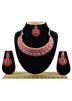 Stone Studded Necklace Set In Red