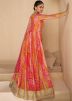 Pink Printed Anarkali Suit Set