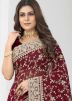 Maroon Embroidered Border Georgette Saree